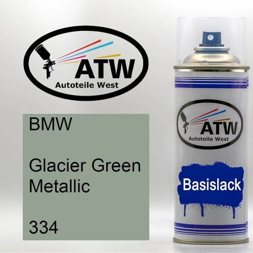 BMW, Glacier Green Metallic, 334: 400ml Sprühdose, von ATW Autoteile West.